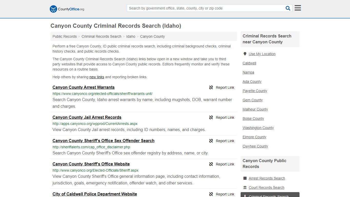 Criminal Records Search - Canyon County, ID (Arrests ...